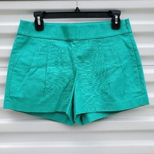 NWOT J.Crew teal green shorts w pleats side zipper